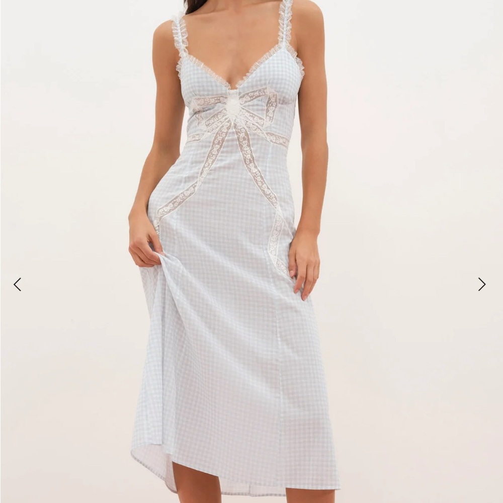 For Love & Lemons Bluebell Gingham Midi Dress NWT - small